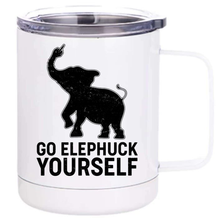 Go Elephuck Yourself Elephant Middle Finger Front & Back 12oz Stainless Steel Tumbler Cup