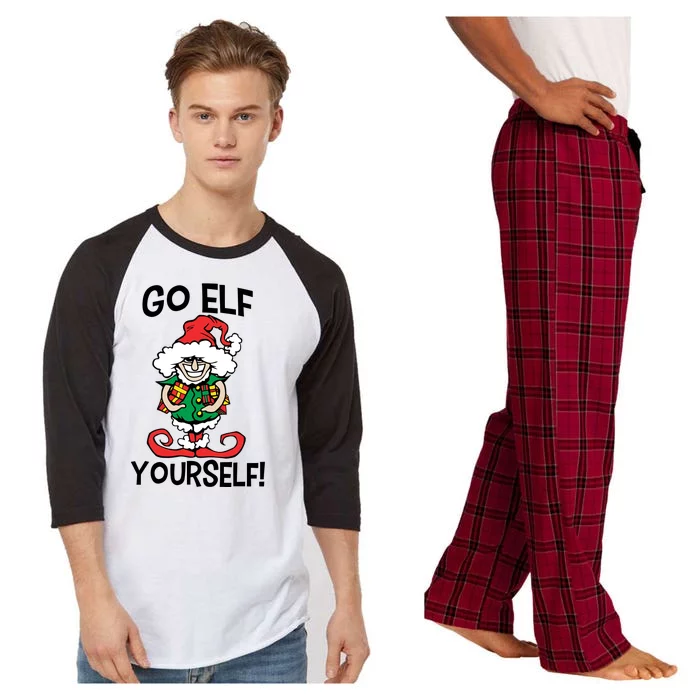 Go Elf Yourself Funny Christmas Raglan Sleeve Pajama Set