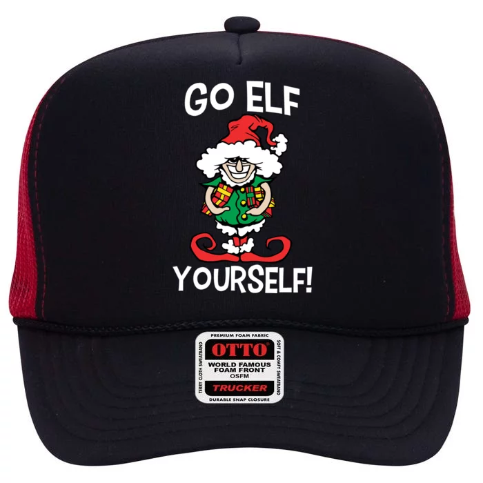 Go Elf Yourself Funny Christmas High Crown Mesh Trucker Hat