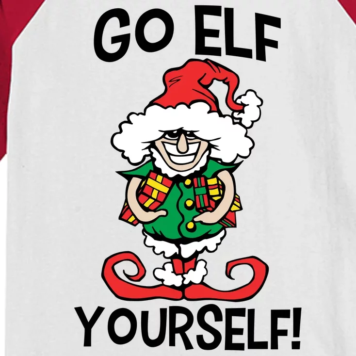 Go Elf Yourself Funny Christmas Kids Colorblock Raglan Jersey