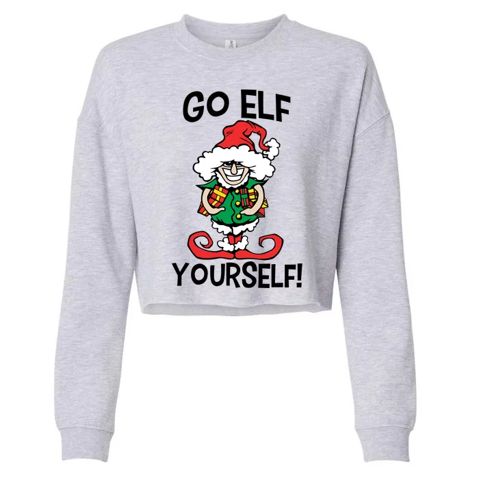 Go Elf Yourself Funny Christmas Cropped Pullover Crew