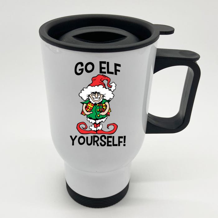 Go Elf Yourself Funny Christmas Front & Back Stainless Steel Travel Mug