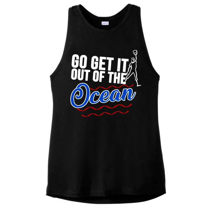 Go Get It Out Of The Ocean Baseball Ladies Tri-Blend Wicking Tank