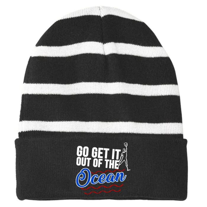 Go Get It Out Of The Ocean Baseball Striped Beanie with Solid Band