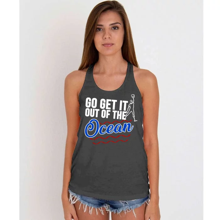 Go Get It Out Of The Ocean Baseball Women's Knotted Racerback Tank