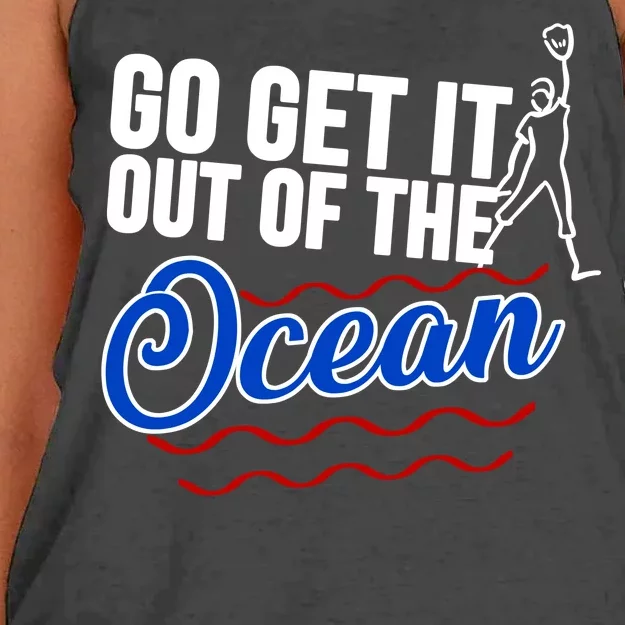 Go Get It Out Of The Ocean Baseball Women's Knotted Racerback Tank