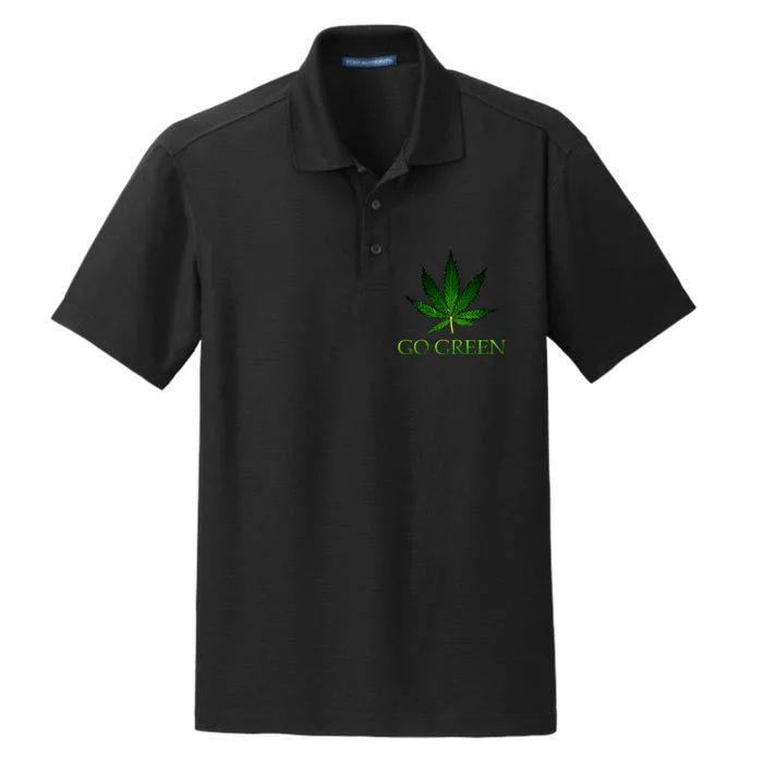 Go Green Medical Marijuana Weed Dry Zone Grid Performance Polo