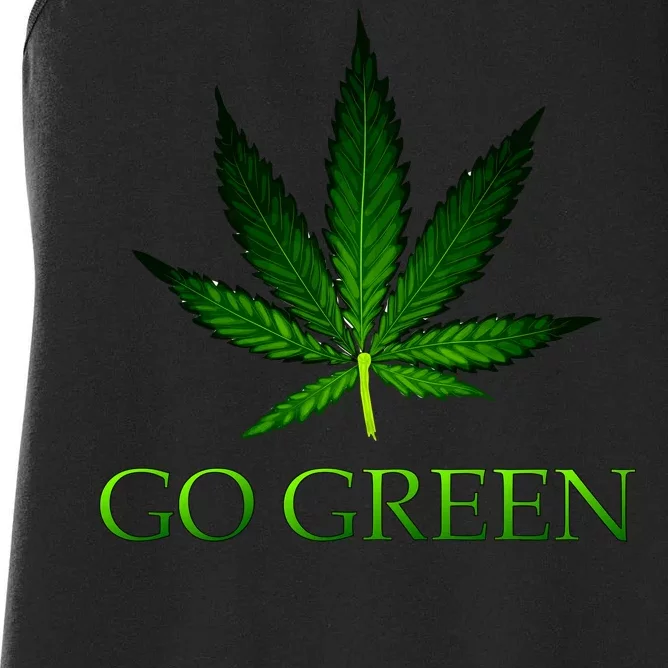 Go Green Medical Marijuana Weed Women's Racerback Tank