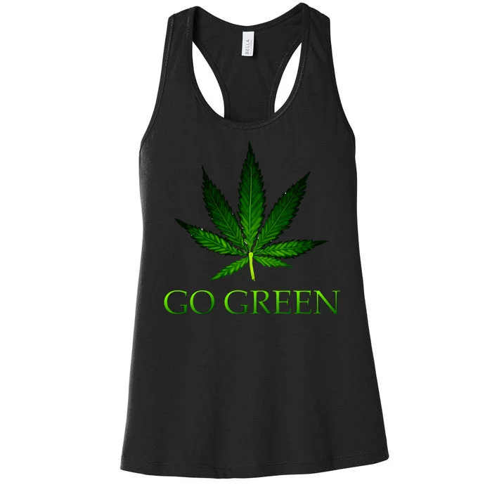 Go Green Medical Marijuana Weed Women's Racerback Tank