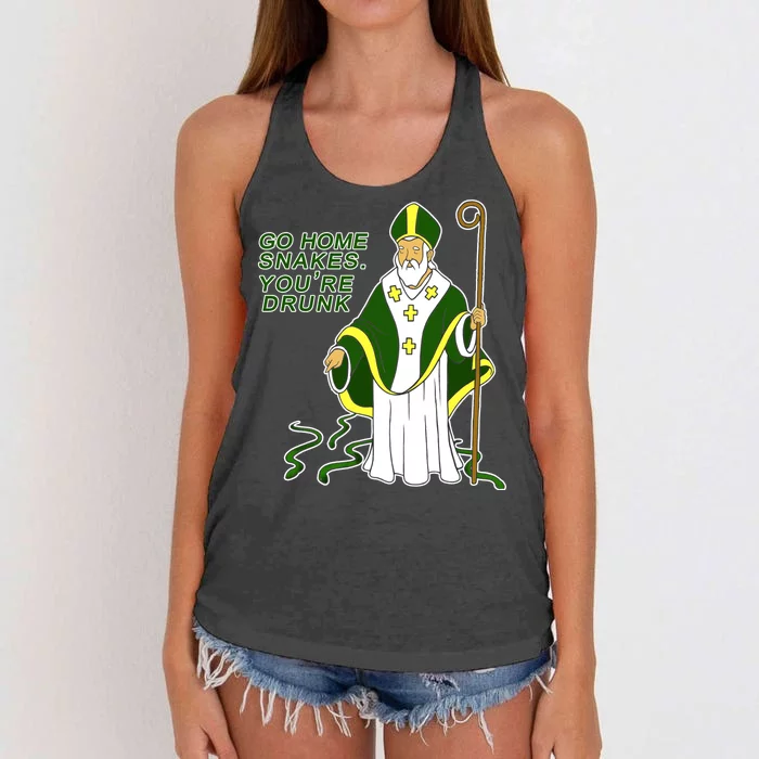 Go Home Snakes Your Drunk St Patrick's Women's Knotted Racerback Tank