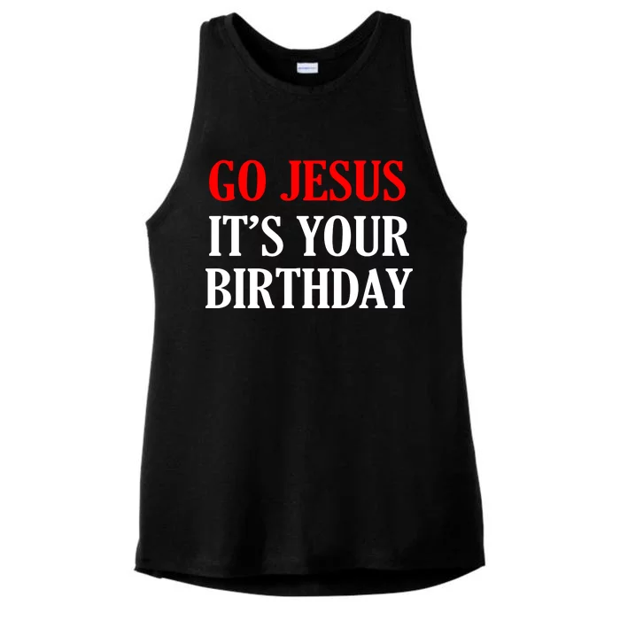 Go Jesus, It's Your Birthday Ladies Tri-Blend Wicking Tank