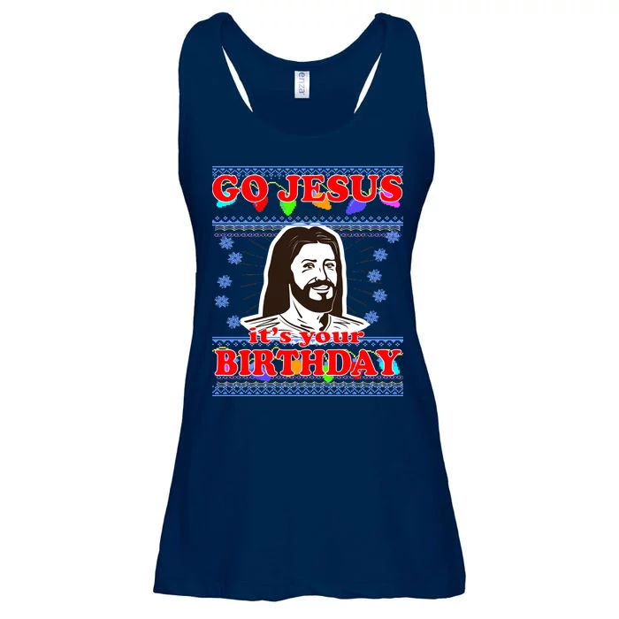 Go Jesus It's Your Birthday Ugly Christmas Ladies Essential Flowy Tank