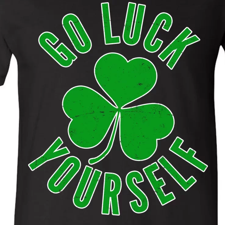 Go Luck Yourself Irish Clover V-Neck T-Shirt