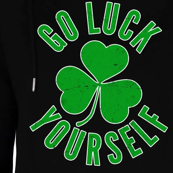 Go Luck Yourself Irish Clover Womens Funnel Neck Pullover Hood