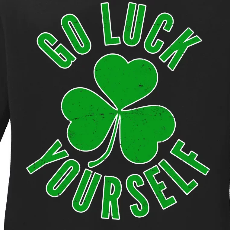 Go Luck Yourself Irish Clover Ladies Long Sleeve Shirt