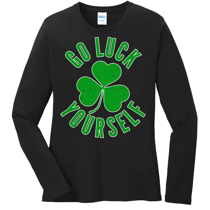 Go Luck Yourself Irish Clover Ladies Long Sleeve Shirt