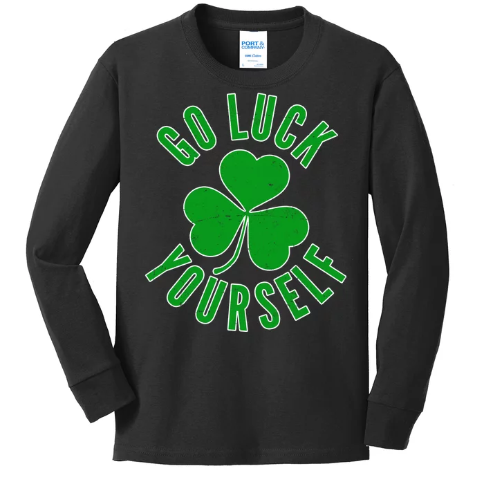 Go Luck Yourself Irish Clover Kids Long Sleeve Shirt