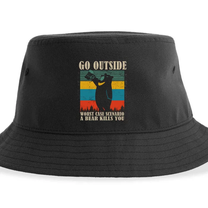 Go Outside Worst Case Scenario A Bear Kills You Sustainable Bucket Hat