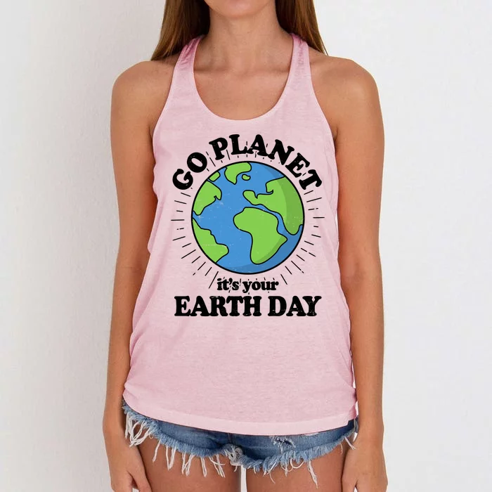 Go Planet It's Your Earth Day Celebrating Earth Day Women's Knotted Racerback Tank