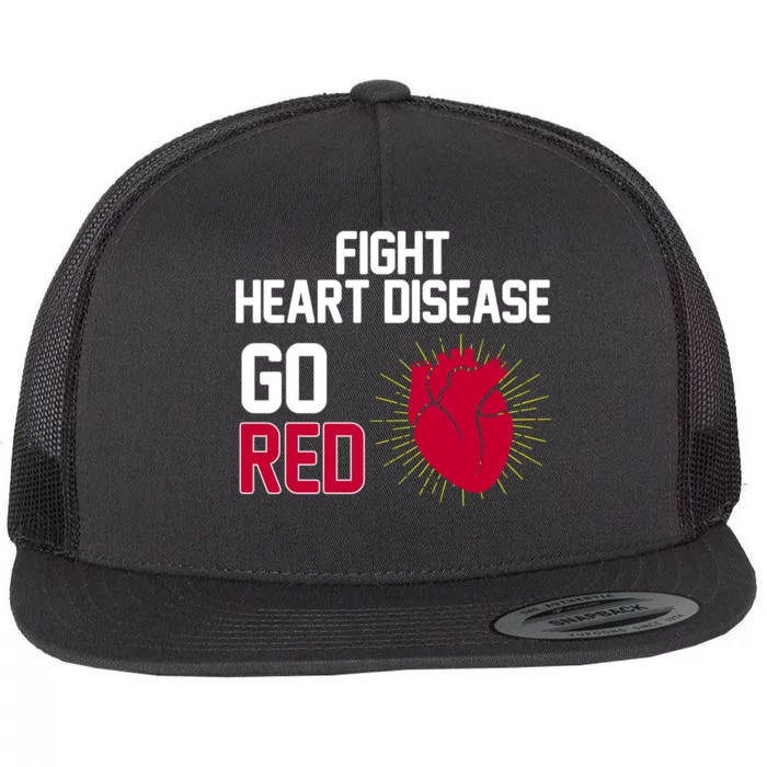 Go Red Fight Heart Health Awareness Flat Bill Trucker Hat