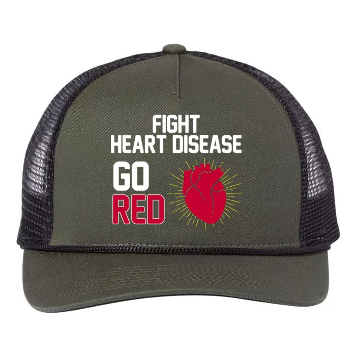 Go Red Fight Heart Health Awareness Retro Rope Trucker Hat Cap