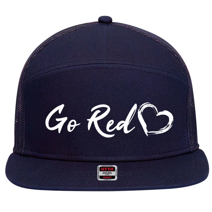 Go Red Heart Disease Awareness 7 Panel Mesh Trucker Snapback Hat