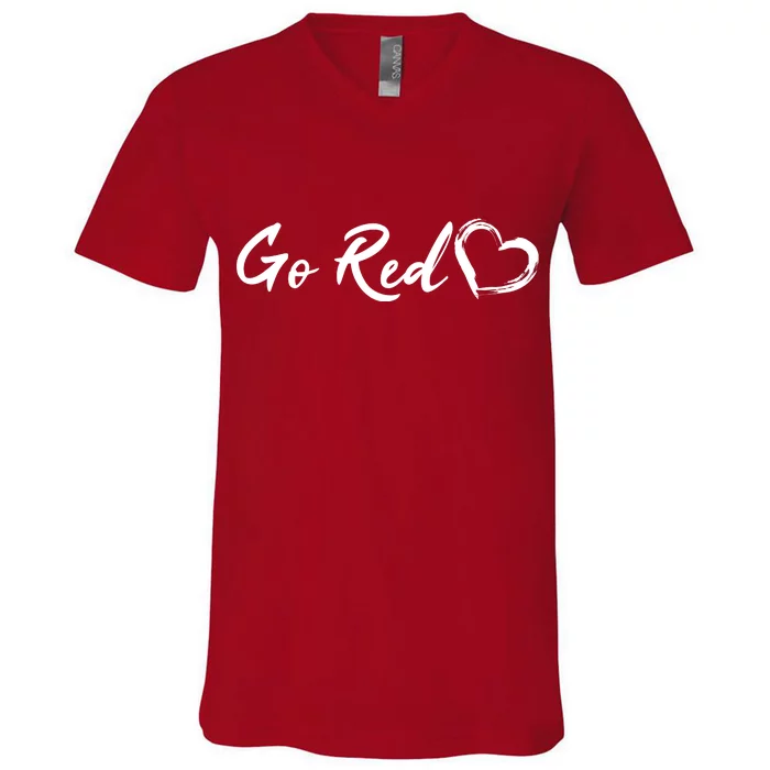 Go Red Heart Disease Awareness V-Neck T-Shirt