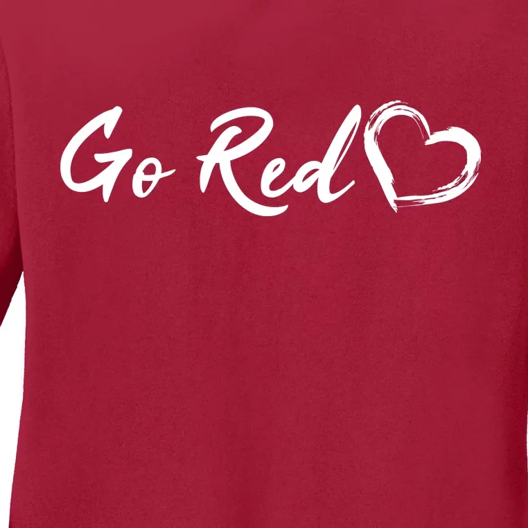 Go Red Heart Disease Awareness Ladies Long Sleeve Shirt