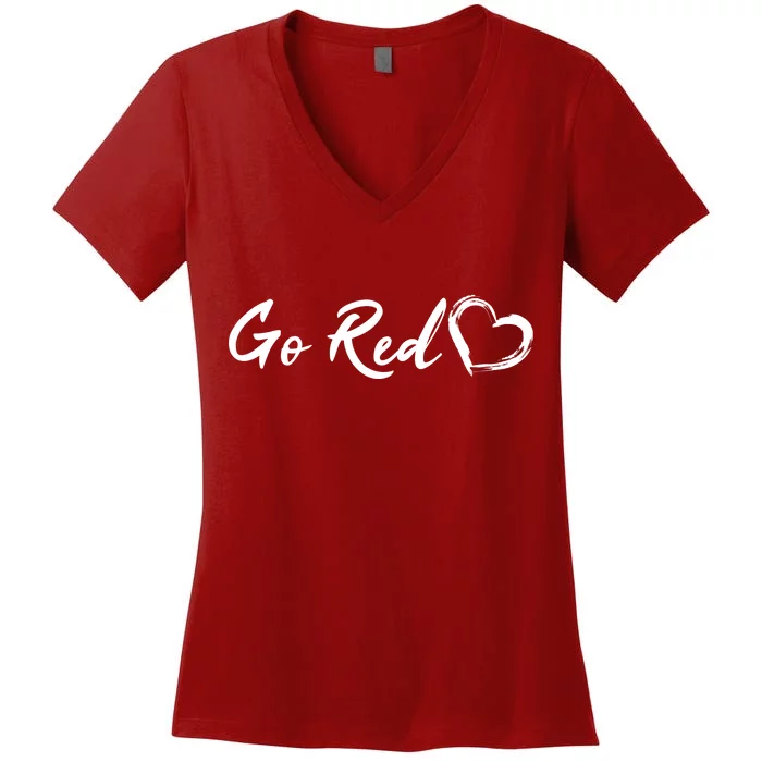 Go Red Heart Disease Awareness Women's V-Neck T-Shirt