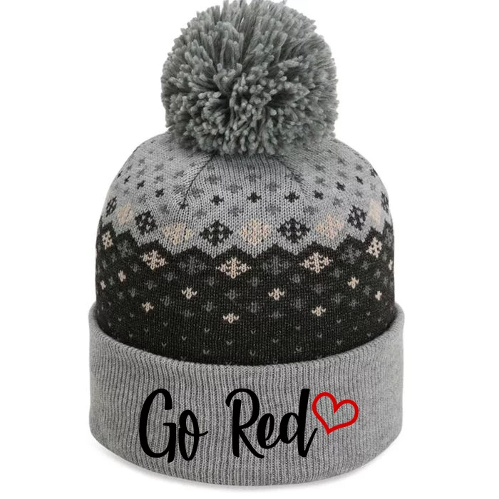 Go Red Heart Health Awareness Logo The Baniff Cuffed Pom Beanie