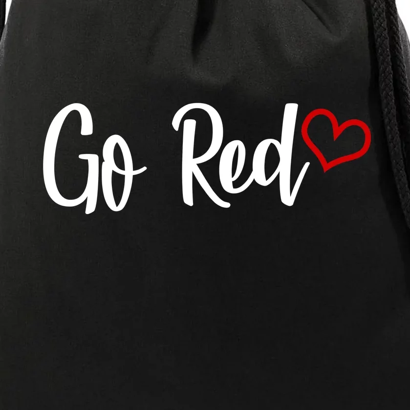 Go Red Heart Health Awareness Logo Drawstring Bag