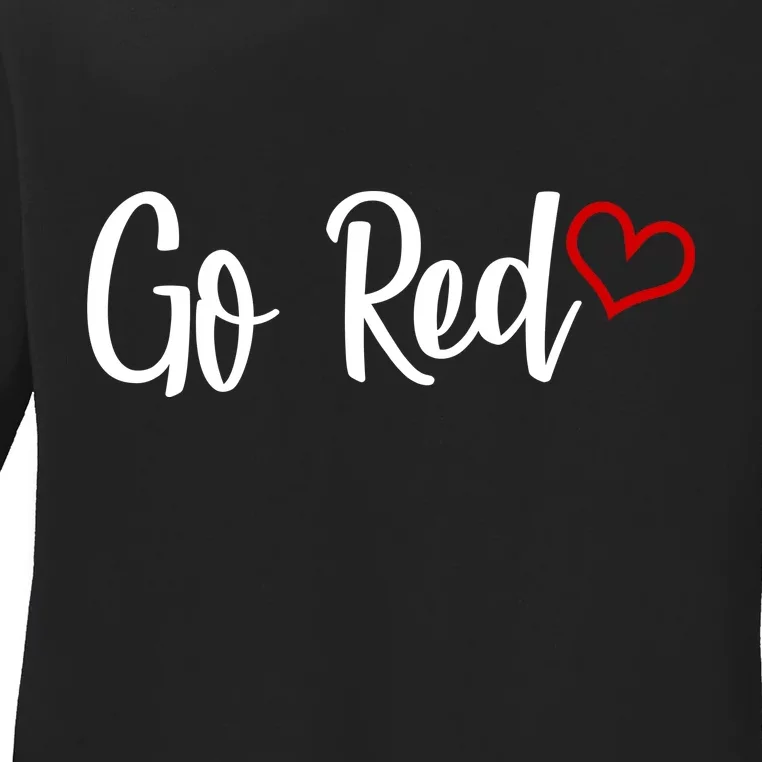 Go Red Heart Health Awareness Logo Ladies Long Sleeve Shirt