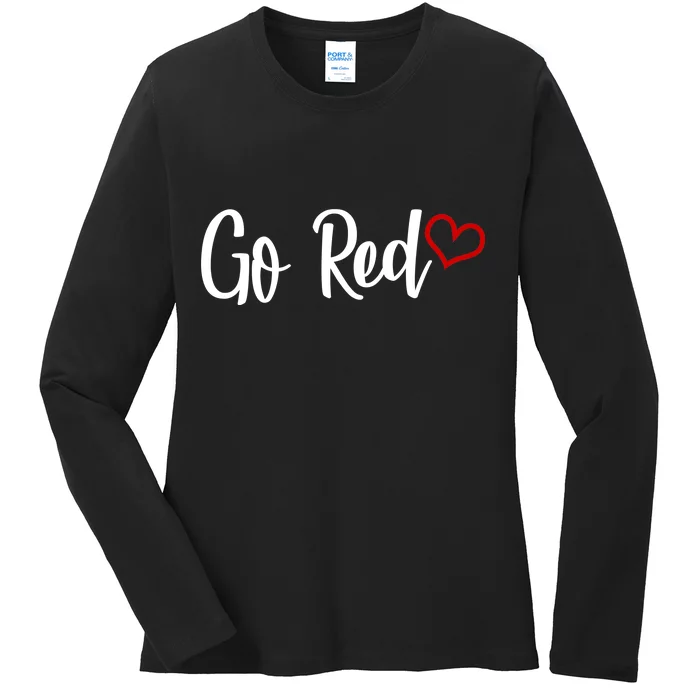 Go Red Heart Health Awareness Logo Ladies Long Sleeve Shirt