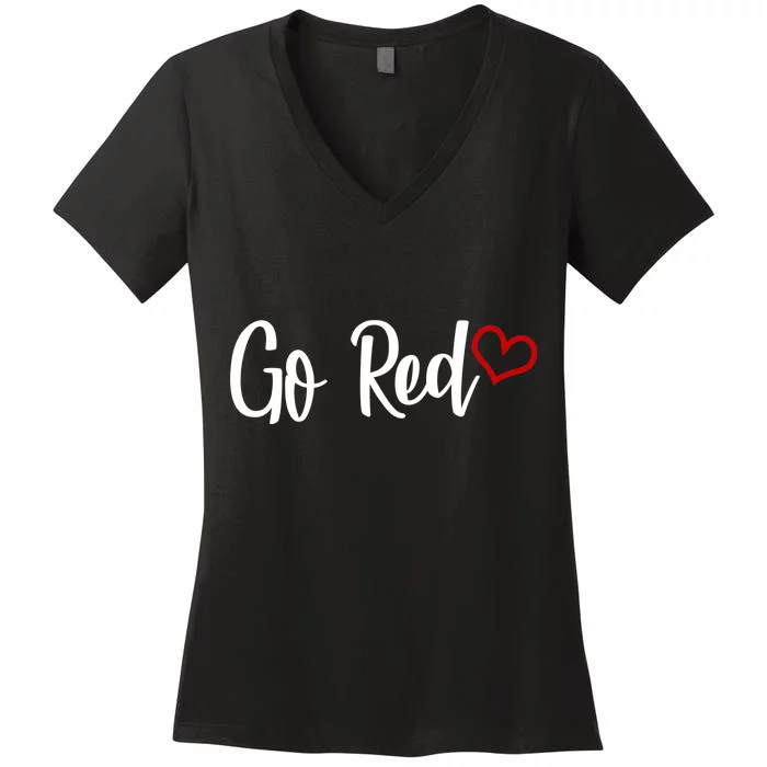 Go Red Heart Health Awareness Logo Women's V-Neck T-Shirt