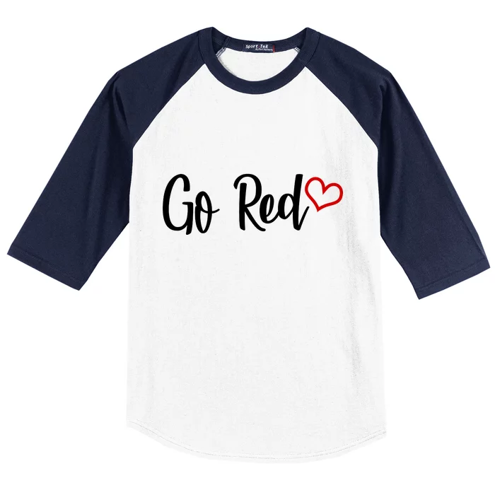 Go Red Heart Health Awareness Logo Baseball Sleeve Shirt