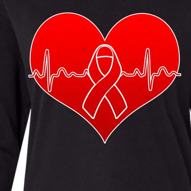 Go Red Heart Health Awareness Pulse Womens Cotton Relaxed Long Sleeve T-Shirt