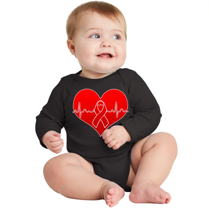 Go Red Heart Health Awareness Pulse Baby Long Sleeve Bodysuit