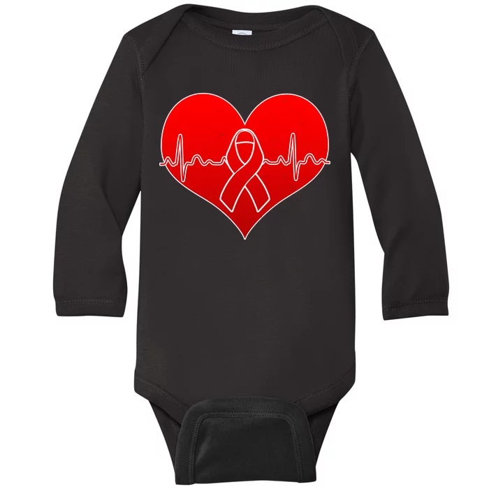 Go Red Heart Health Awareness Pulse Baby Long Sleeve Bodysuit