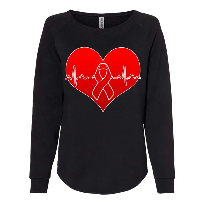 Go Red Heart Health Awareness Pulse Womens California Wash Sweatshirt