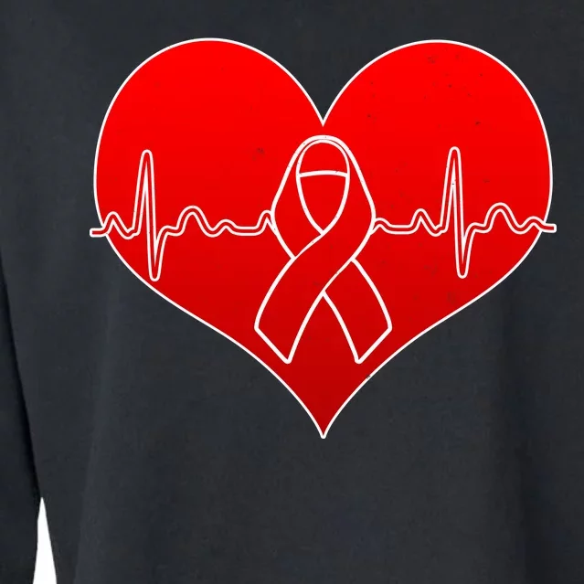 Go Red Heart Health Awareness Pulse Cropped Pullover Crew