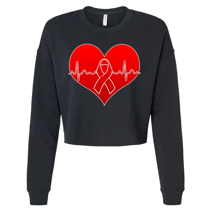 Go Red Heart Health Awareness Pulse Cropped Pullover Crew