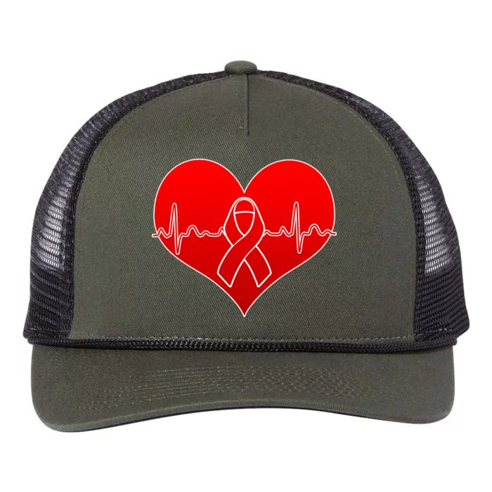 Go Red Heart Health Awareness Pulse Retro Rope Trucker Hat Cap