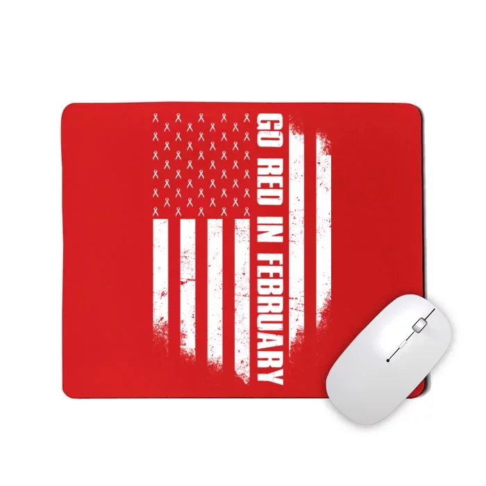 Go Red In February Heart Disease Awareness Flag Mousepad