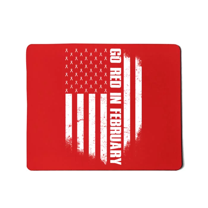 Go Red In February Heart Disease Awareness Flag Mousepad