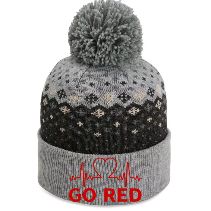 Go Red Pulse Heart Disease Awareness The Baniff Cuffed Pom Beanie