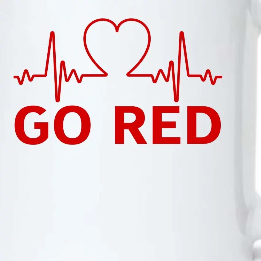 Go Red Pulse Heart Disease Awareness Black Color Changing Mug