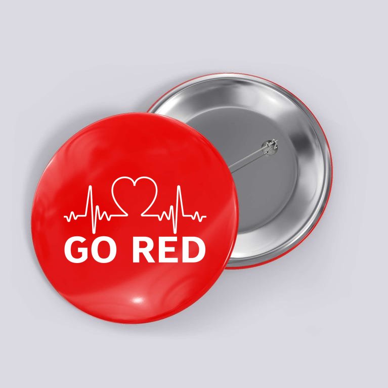 Go Red Pulse Heart Disease Awareness Button