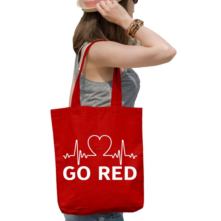 Go Red Pulse Heart Disease Awareness Tote Bag
