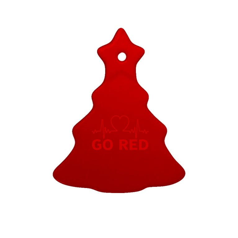 Go Red Pulse Heart Disease Awareness Tree Ornament