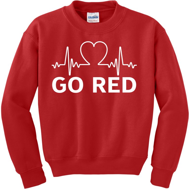 Go Red Pulse Heart Disease Awareness Kids Sweatshirt